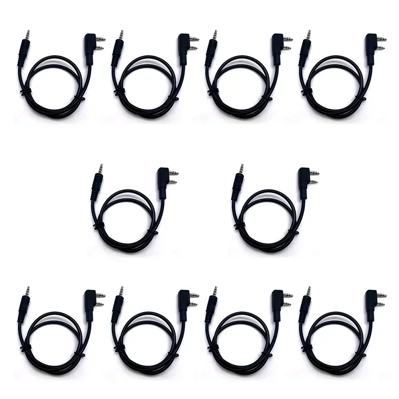 10PCS 3.5mm Male to 2 Pin K Head Audio Phone Earphone Headset Transfer Cable for Baofeng UV-5R BF-888S Kenwood Wouxun TYT Radio