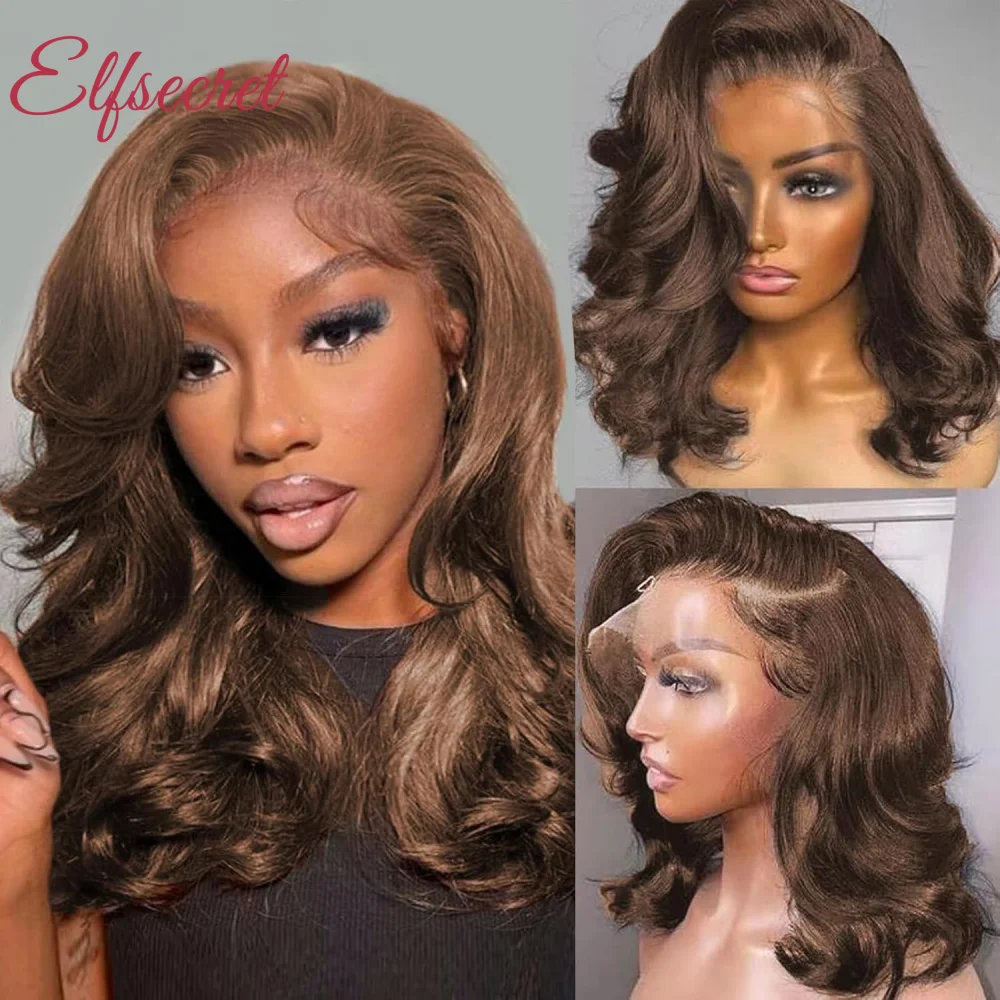 

Шоколадно-коричневый 13x6 HD Парики из натуральных волос на кружеве Объемная волна 13x4 Парики на фронтальной части шнурка Человеческие волосы Бразильские парики на шнурке для женщин