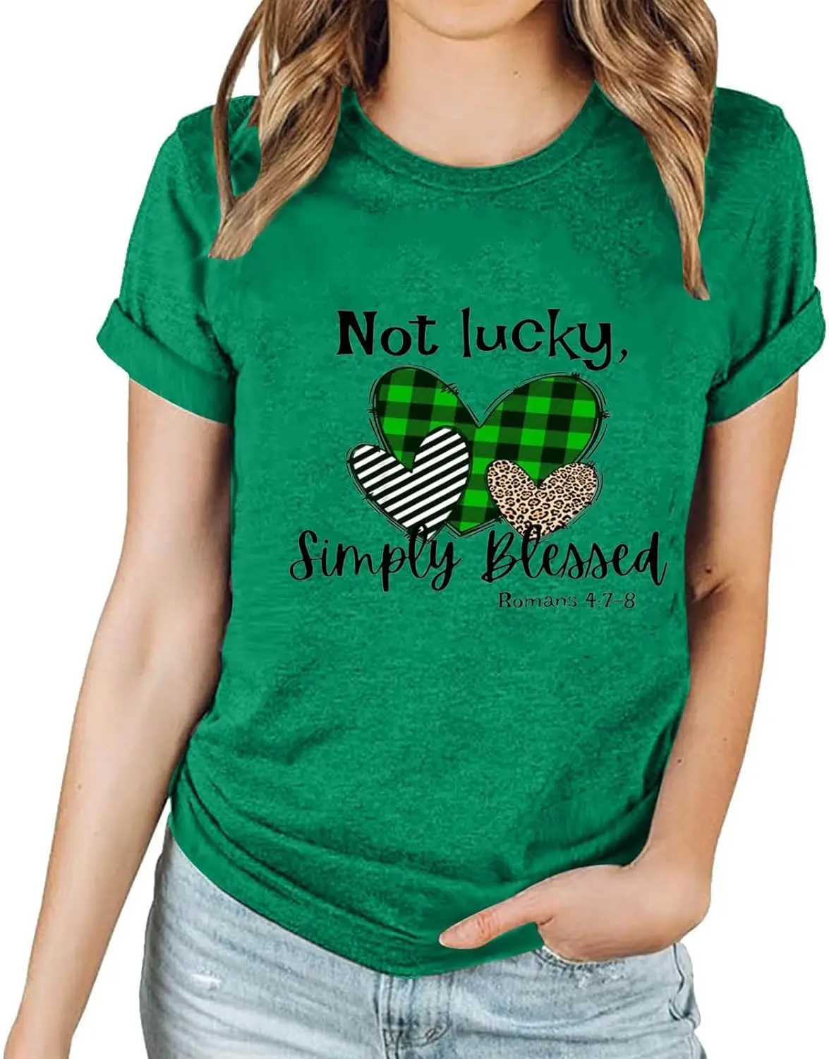 

Not Lucky Simply Blessed St Patricks Day Shirts for Women Funny Short Sleeve Graphic Tunic Tops Saint Pattys Tshirts