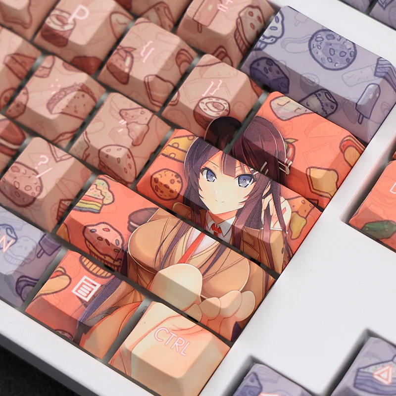 Imagem -03 - Conjunto Pbt Lados Teclas de Sublimação de Tinta Bidimensional dos Desenhos Animados Anime Tampas Chave Cereja Perfil Keycap para Sakurajima Mai 1