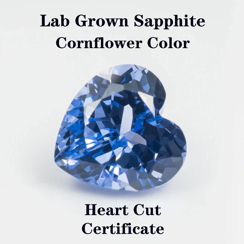 Lab Grown Sapphire Heart Shape Cornflower Color For Charms Jewelry Making DIY Ring Necklace Earrings Materials Certificate