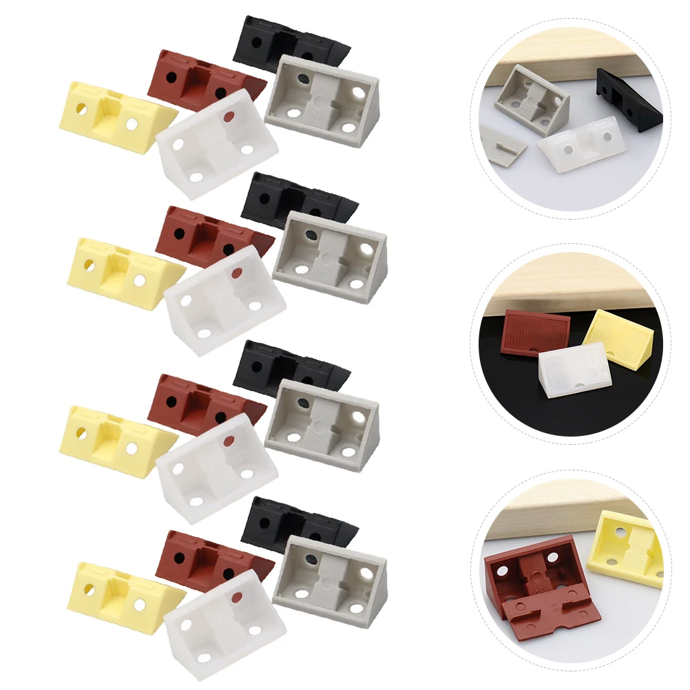 

60pcs Plastic Corner Gusset Brackets Braces Furniture Accessories PP Joint Fastener Wardrobe Shelf Cabinet Closet Mounting