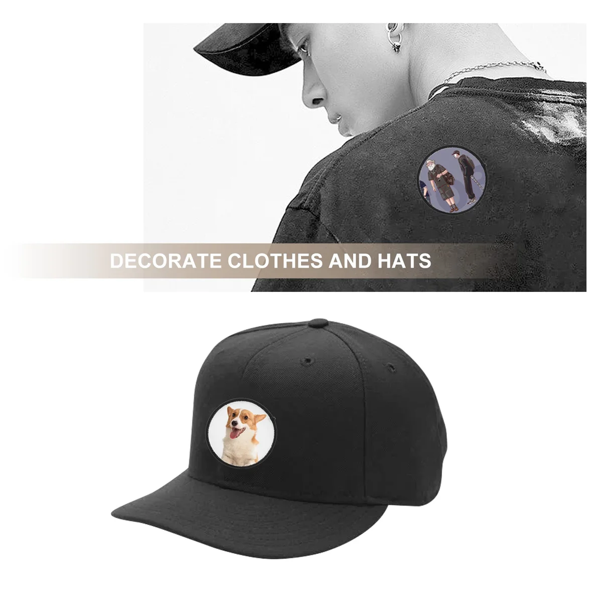 Nuovi 16 pezzi di toppe per sublimazione grezze in tessuto di qualità termoadesivo cerotto circolare vuoto per vestiti, cappelli, uniformi, zaini