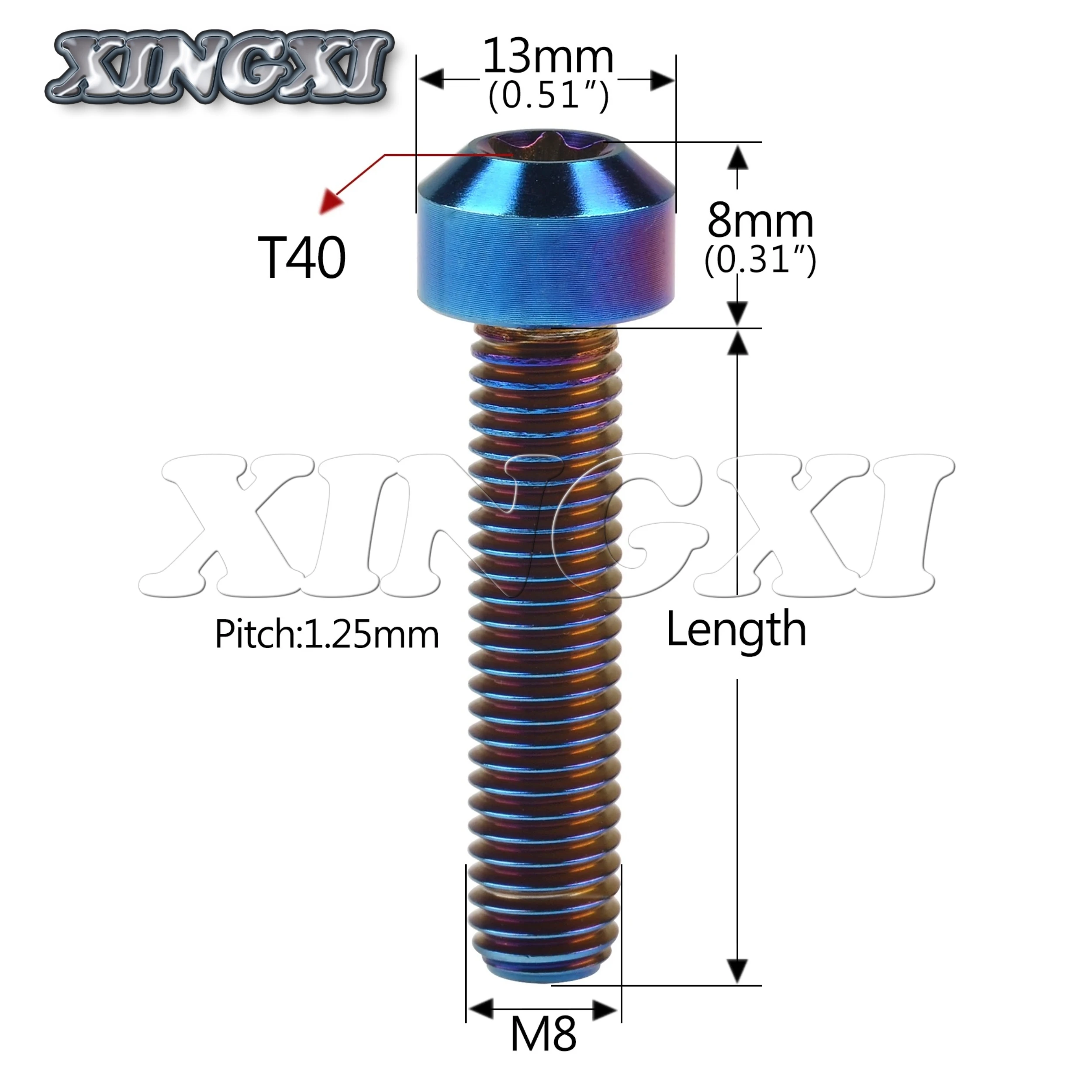 Xingxi 5pcs Titanium Bolts M8x10 15 20 25 30 35 40 45 50mm Motorcycle Accessories Torx Head Screws