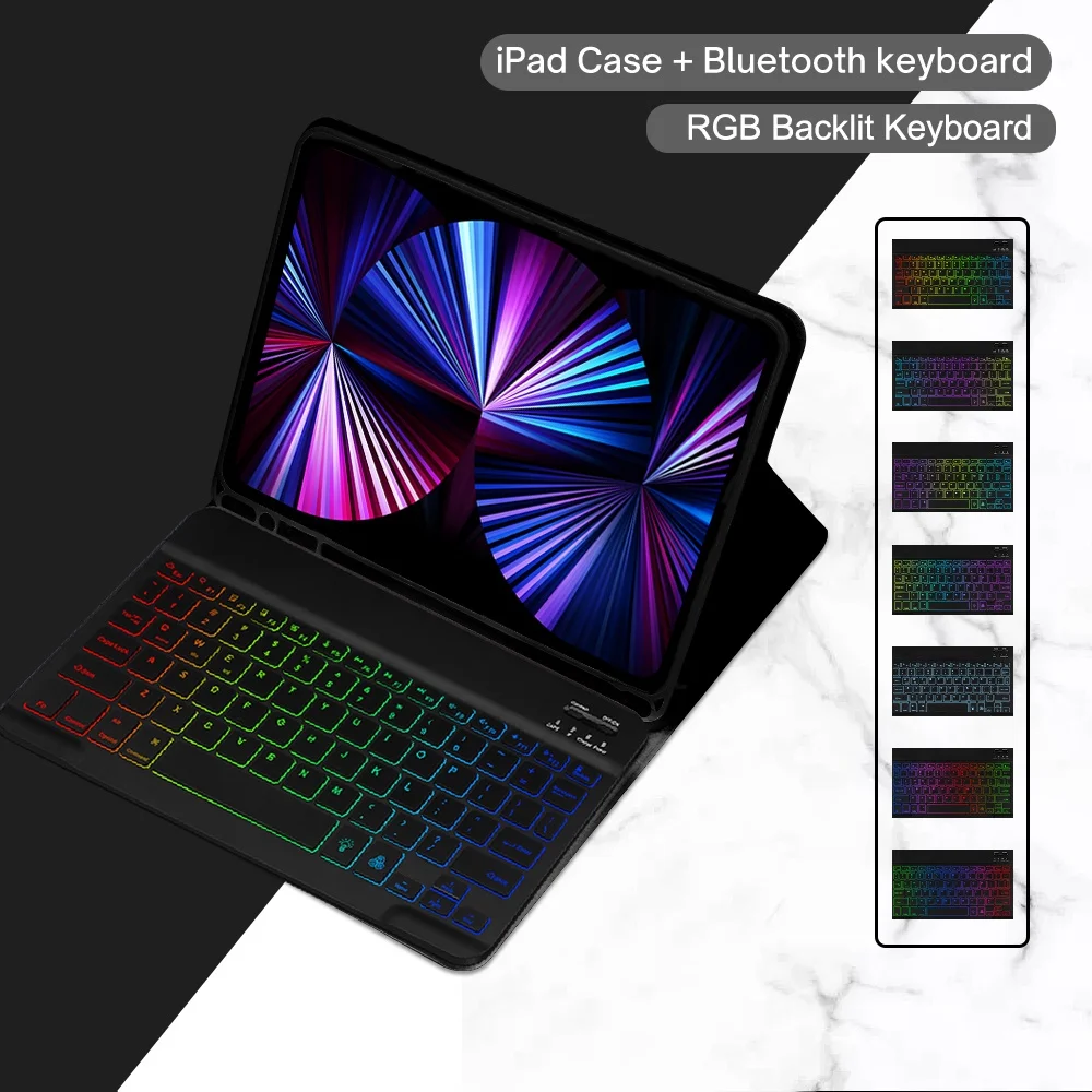 

Backlit Keyboard Case for IPad 9.7 10.2 10.5 10.9 Air 4 5 Pro 11 12.9 2018 2020 Cover with RGB Backlit Keyboard