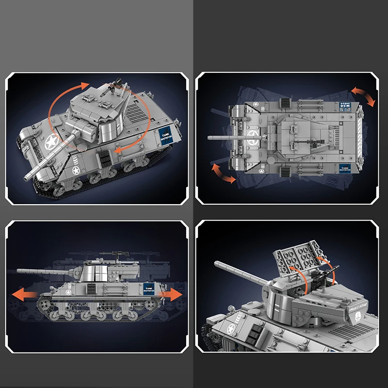 Mould King 20034 Technisches Panzerspielzeug Die Fernbedienung M36 Panzerbaustein Montage Panzermodell Ziegel Kinder Weihnachtsgeschenk
