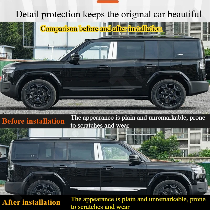 

for Formula Leopard tai7 2025 Stainless steel mirror body trim/door edge strip, door panel anti-collision sticker