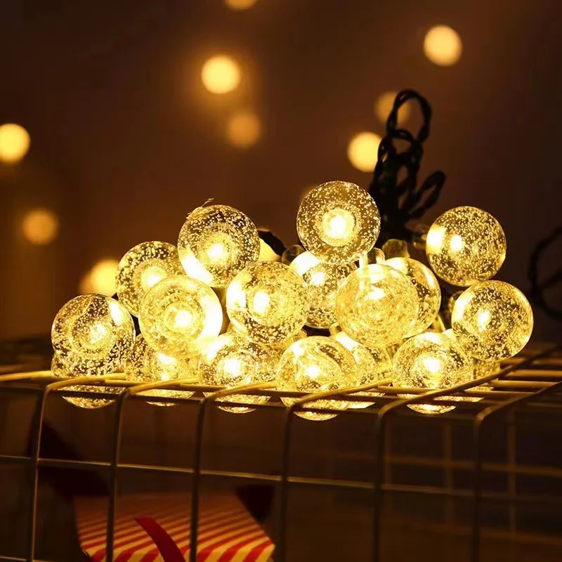 3M/6M/10M LED Crystal Ball String Lights Outdoor Lamp Battery USB Power Romantic Bubble Ball Light String decoration Waterproof