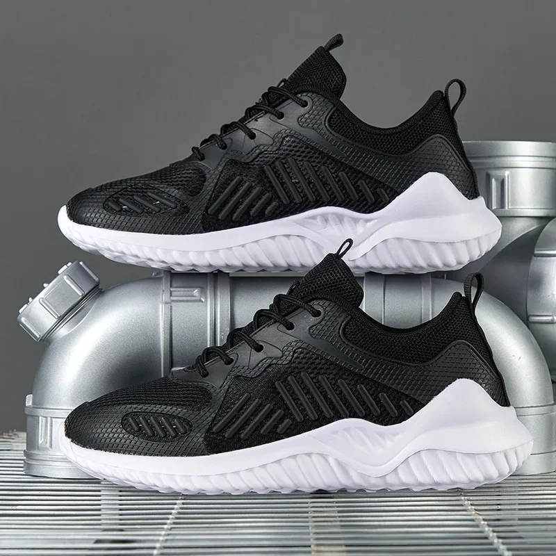 Men's White Breathable Mesh Sports Shoes Women Thick Soled Fashionable Running Shoes for Comfortable and Lightweight Daily Wear