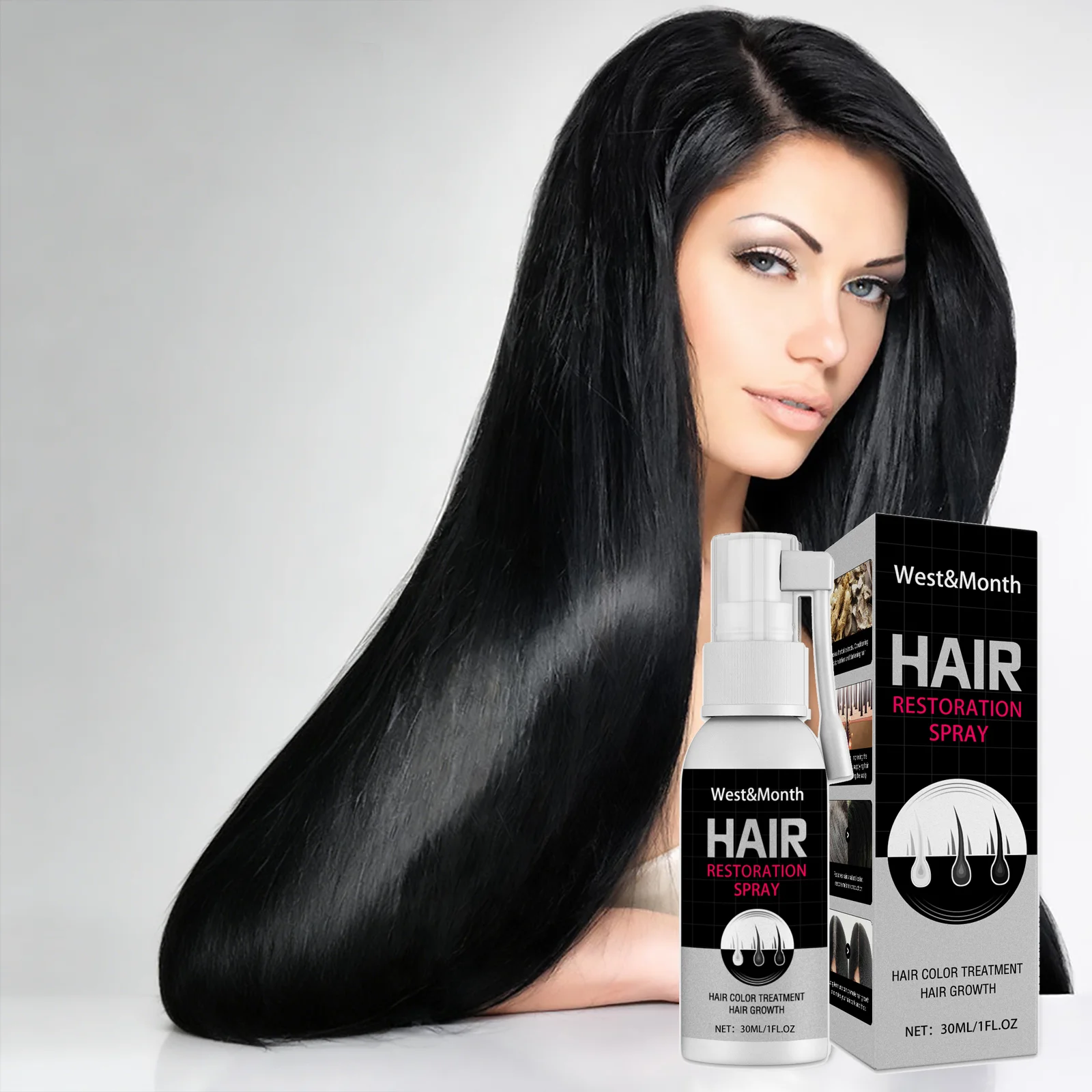 

Black Hair Spray White Hair Coverage Natural Black Hair Restore Healthy Hair Prevent Hair Loss Gray White Hair Treatment Serum