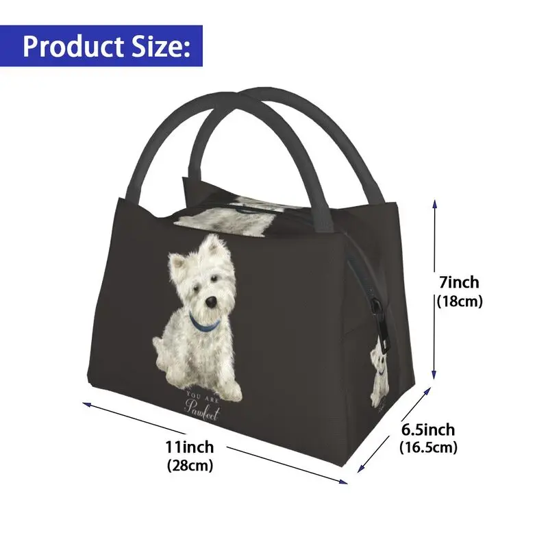 Cute West Highland White Terrier Dog Insulated Lunch Bags for Women Portable Westie Puppy Cooler Thermal Lunch Box Work Picnic