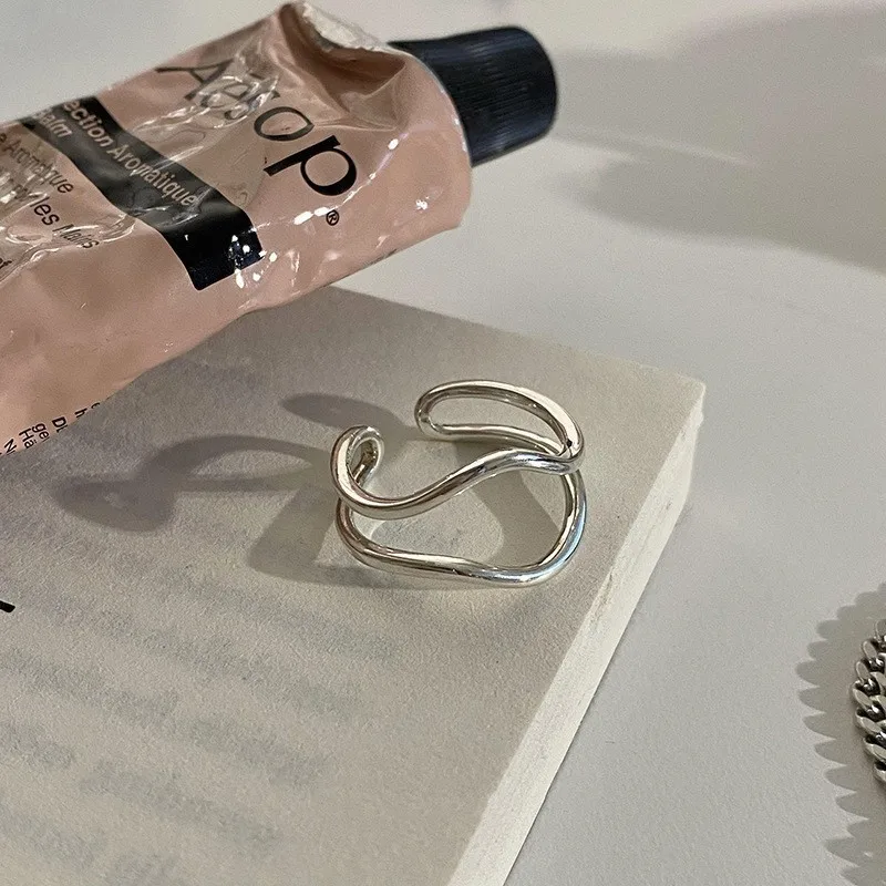 PANJBJ 925 Sterling Silber Perle Unregelmäßigen Ring für Frauen Shell Überlappende Hohl Süße Design Schmuck Geschenk Dropshipping – Detail 25