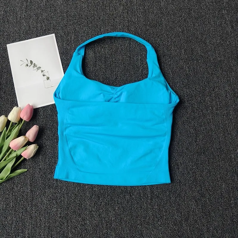 Nahtloses Damen-Neckholder-Top, Sportweste, Yoga-Top, Rückenfreies Fitness-Tanktop, Lauf-Top, Gym-BH, Workout-Fitnesskleidung – Detail 10