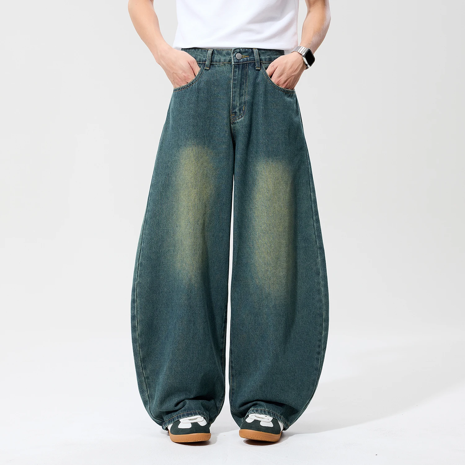 

Men's Denim Pants Male Straight Casual Wide Leg Jeans Baggy Pants Vintage Cut Floor-Length Pants Loose Fit Autumn Clothing