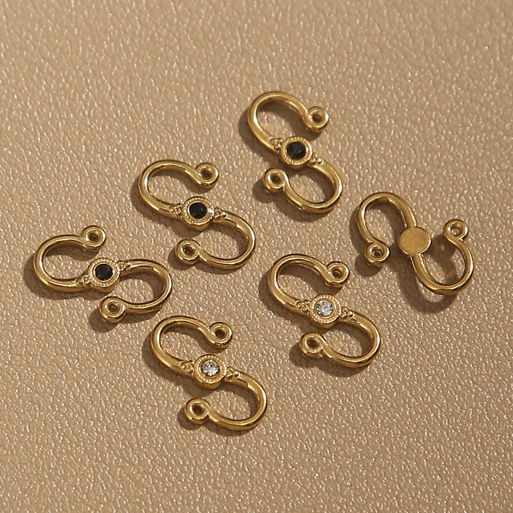 6 قطعة 18K مطلية بالذهب S على شكل مجوهرات المشابك الفولاذ المقاوم للصدأ السنانير موصلات ل عقد دي اي واي سوار صنع لوازم بالجملة #5