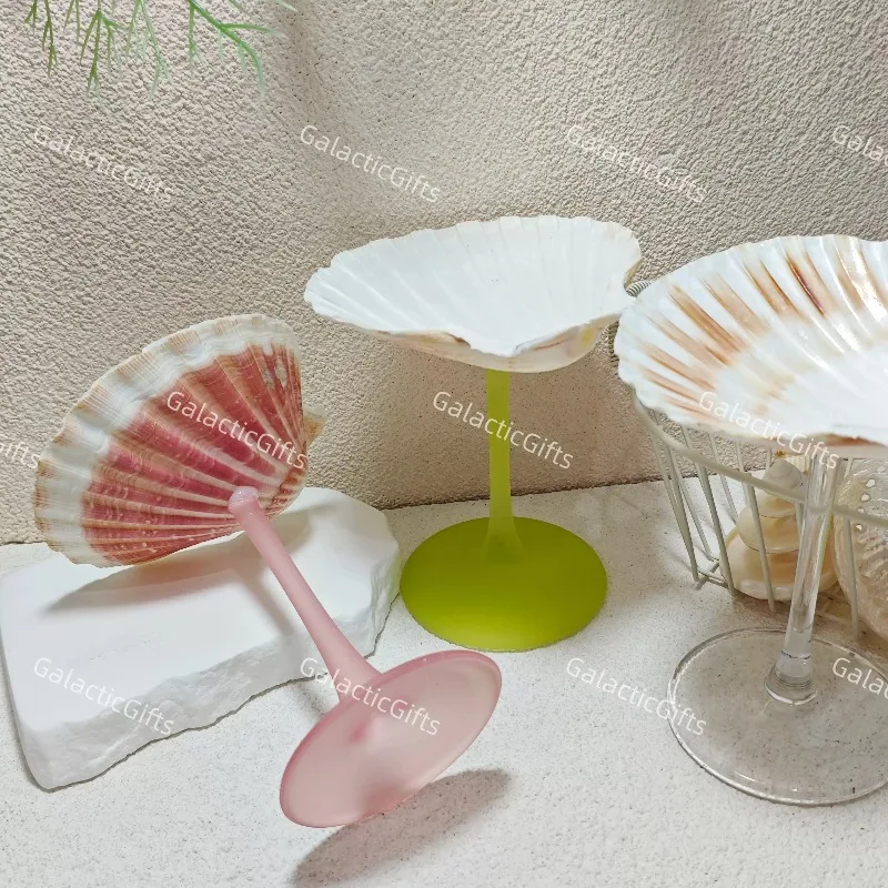 Everbright Store Natural Conch Shell Goblet Ornament Pink Base Home Decoration Ornament Jewelry Tray Gift
