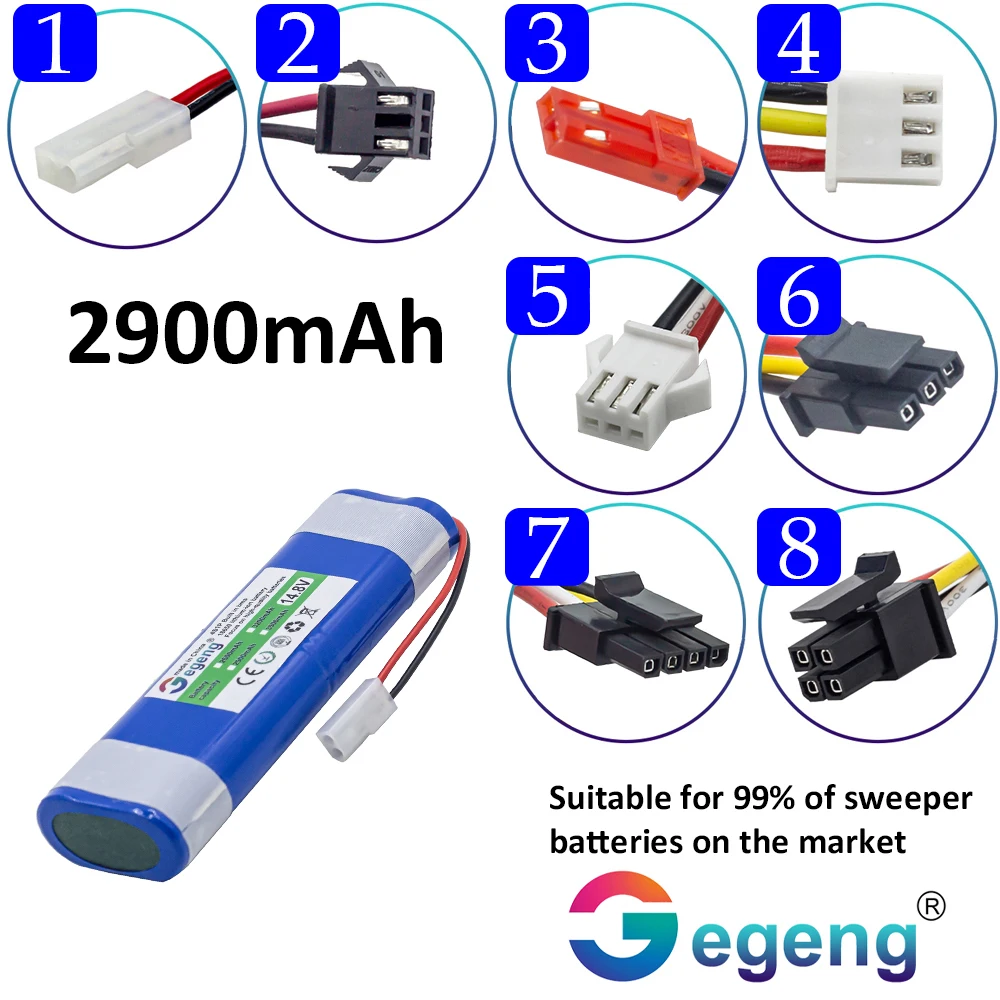 

GEGENG 14.8V/14.4V 2900mAh Li-ion Battery for ilife V50 V55 V8s V3s Pro/Qihoo/Xiaomi mijia/Jisiwei/ZACO Robot Vacuum Cleaner