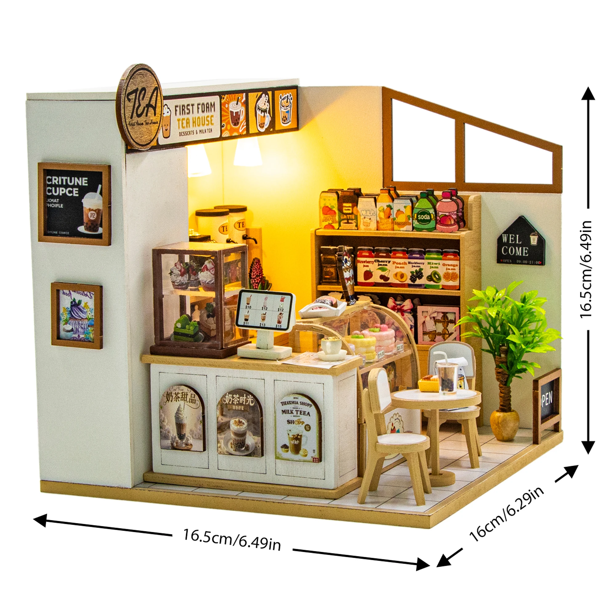 DIY Houten Miniatuur Model Kit Eerste Schuim Theehuis Casa 3D Puzzel Poppenhuizen Met Meubelverlichting voor Vrienden Verjaardagscadeaus