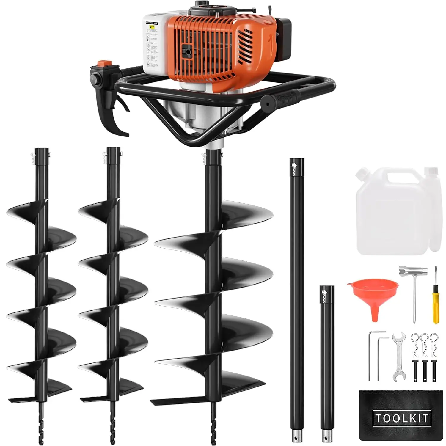 62cc Gas Powered Post Hole Digger, Earth Auger with 6
