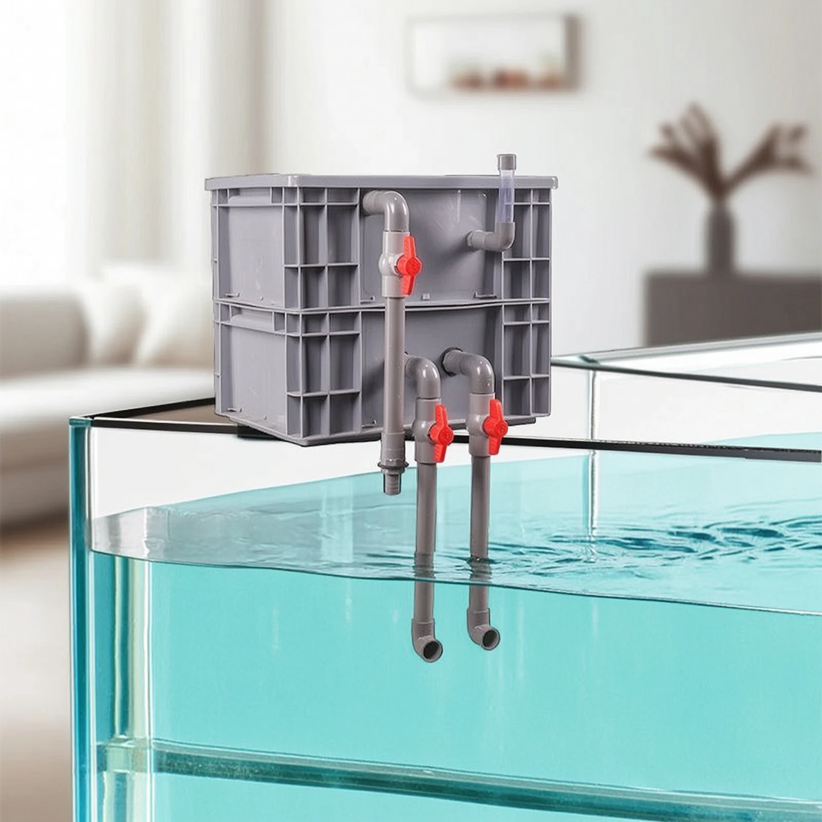 Boîte de filtration supérieure DIY rigide pour aquarium avec tuyaux – Nettoyage aquatique pour aquariums