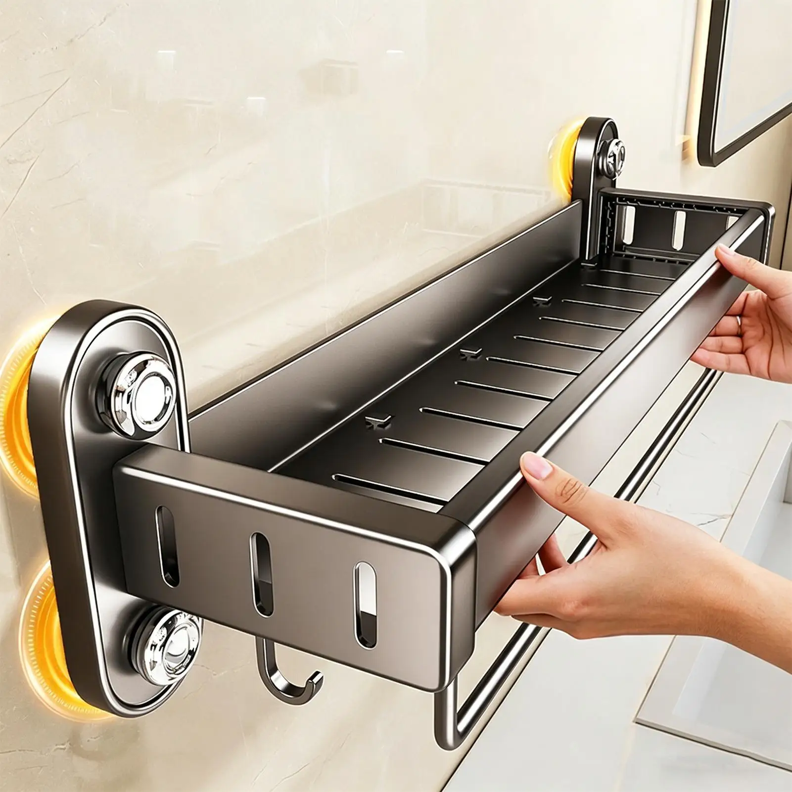 

Suction Cup Shower Rack Bathroom Toiletry Holder Shelf Shower Holder Rack For Bathroom Home Apartment College Dorm Toilet