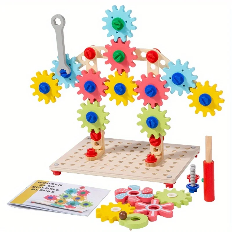 

Wooden Gear Toys - Multi-Functional Puzzle, Kids' Early Education, Interactive, Detachable Assembly, Educational Playthings