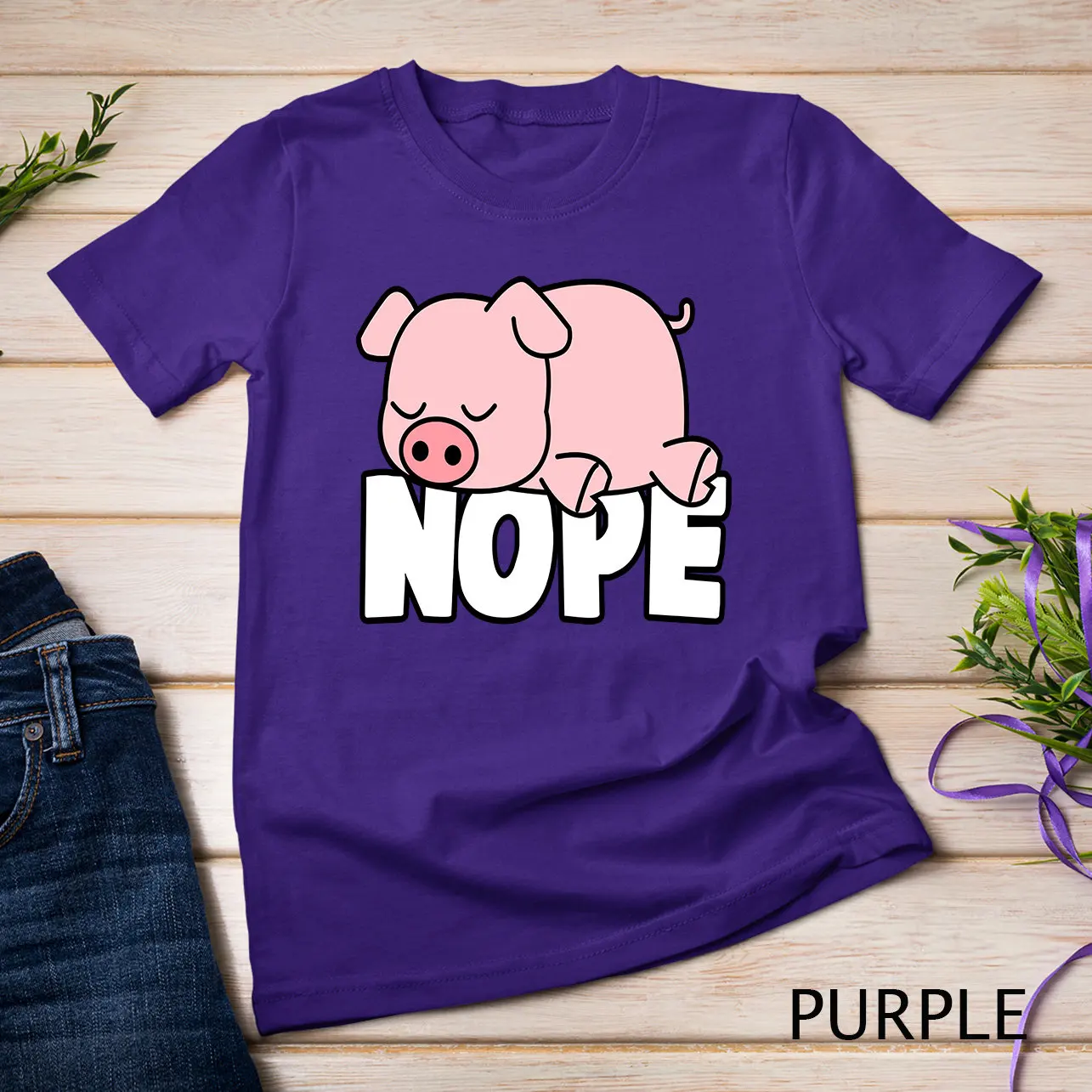 Napping Pig T Shirt Funny Nope Lazy Piggy Lover Pets Fan Sweat