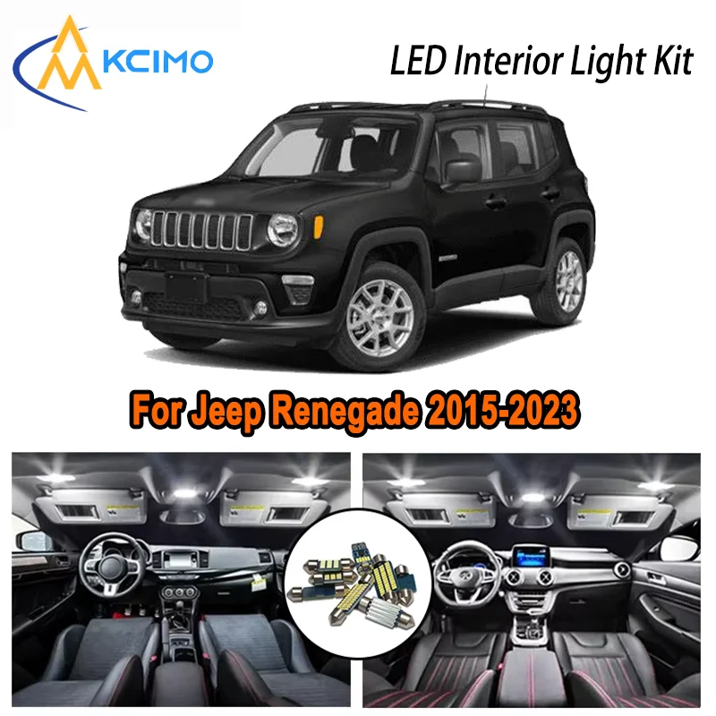 

For Jeep Renegade 2015-2023 2017 2018 2019 2020 2021 2022 LED Interior Dome Map Trunk Light Kit Car Led Lamps Canbus No Error