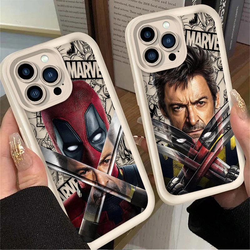 Marvel Deadpool Wolverine  Liquid Silicone Case for iPhone 15 14 13 12 11 Pro Max XS X XR 8 7 6S Plus SE 2020 Shockproof Cover