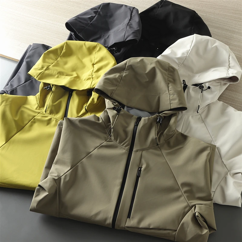 

Outdoor Men's Spor Casual Windproof Hooded Jaet Coat Stand Fit Faion Urban Sle Long Sve Zipper Closure Side ...