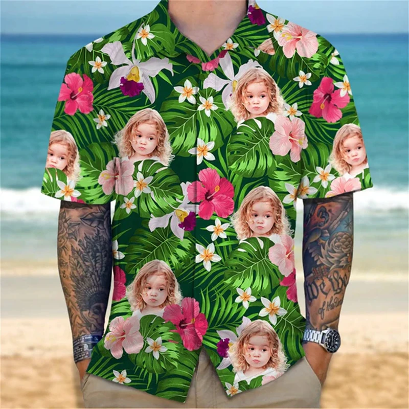 

New Fashion Hawaiian Shirts Custom Funny 3d Diy Print Button Shirts Short Sleeve Baby Kids Girls Graphic Hawaii Shirt Tops Lapel