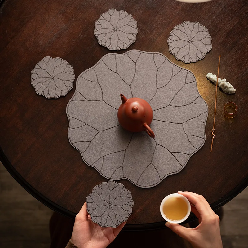 

Cotton and linen new Chinese lotus leaf coaster, coaster, Chinese pot cushion, thermal insulation pad, storage pad