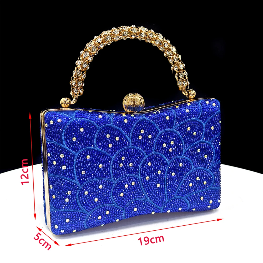 Vemus Chan 2026 Women's Blue Color Heels with Rhinestone Accents & Matching Bag Set - Elegant Italian Fashion Pointed Toe Design