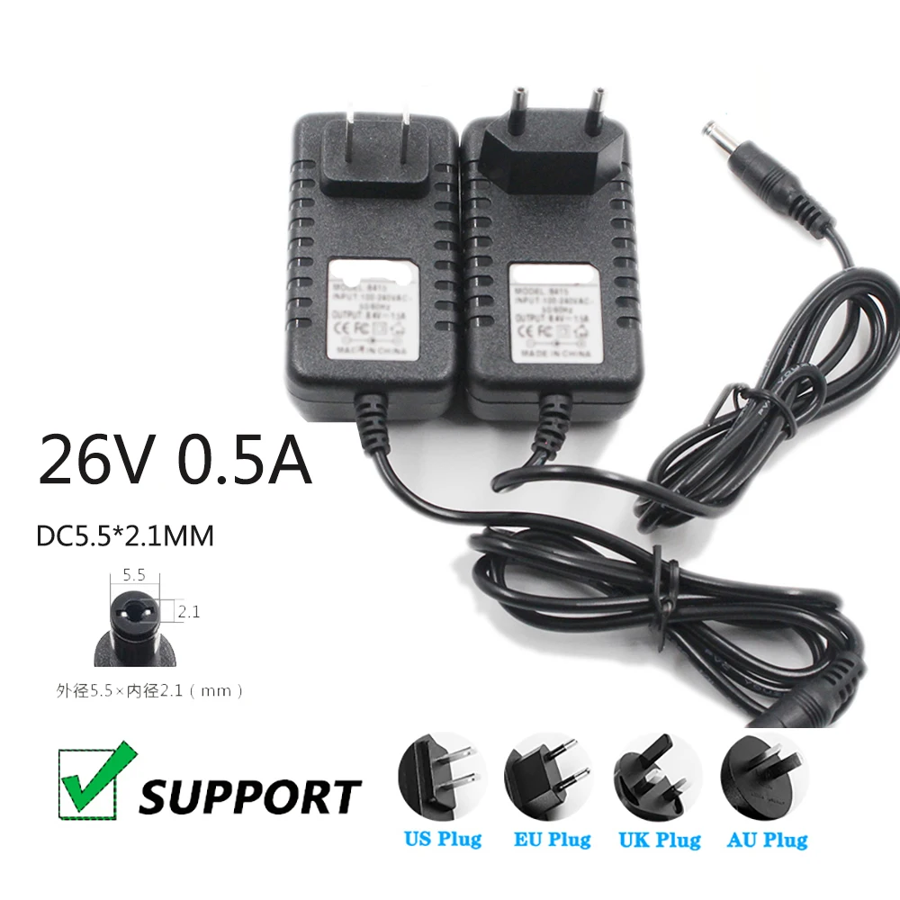DC Power supply 26V 0.5A Vacuum cleaner power cord 26V0.5A 26V 500MA DC 5.5*2.1MM cable