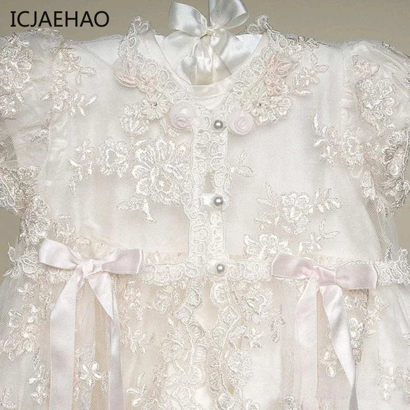 ICJAEHAO 2024 Infant Toddler Clothes 1st Year Birthday Party Wedding Vintage Embroidery Baby Girl Baptism Dress Christening Gown