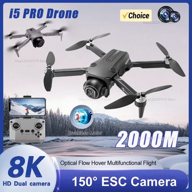 

NEW Drones i5 Pro GPS 8K Professional 150° Dual Cameras 5G WIFI Brushless Motors Obstacle Avoidance FPV Foldable Quadcopter Toy