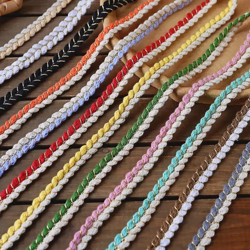 Color Cotton Braid Weaved Ribbon Frills, Lace Collar Trim, Fringe for Curtains, Apparel Fabric, Headwear Sewing, DIY Craft