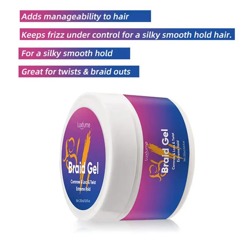 Styling Gel For Braiders 250ml Shining And Conditioning Hair Gel Hair Styling Gel For Black Women Hair Braiding Extra Hold