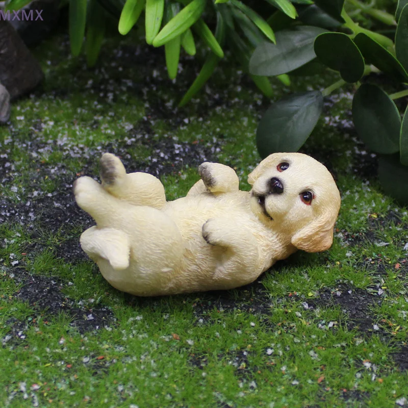 

Realistic Golden Retrievers Puppy Dog Miniature Figurine For Home And Garden Decors Resins Labrador Figure Ornament