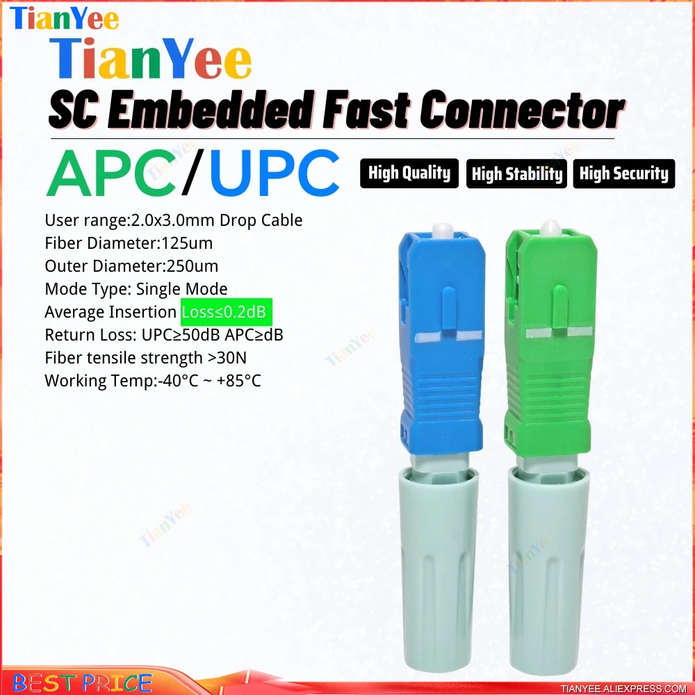 Imagem -02 - Apc sc Upc Único Modo de Fibra Óptica Conector Ftth Ferramenta Acoplador Frio sc Apc Upc Rápido Conector Novo 58 sc