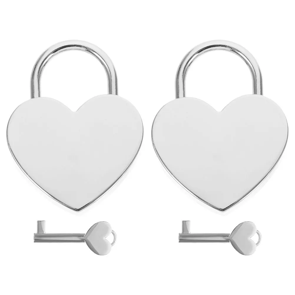 

2 Sets Heart Lock Padlock Mini Luggage Locks Shaped with Keys Diary Suitcase Padlocks