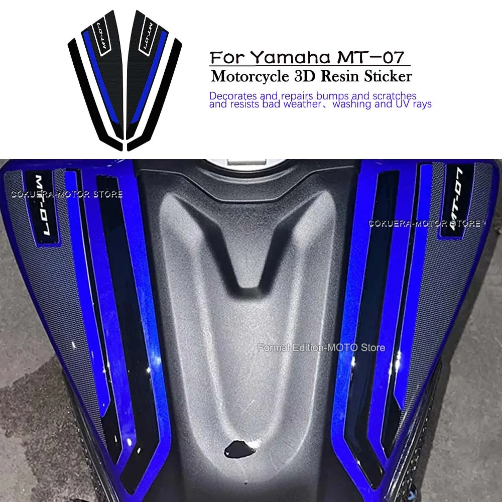 For Yamaha MT-07 MT 07 2021-2023 Motorcycle Top Fuel Tank Sticker Waterproof Scratch Resistant 3D Epoxy Resin Protection Sticker