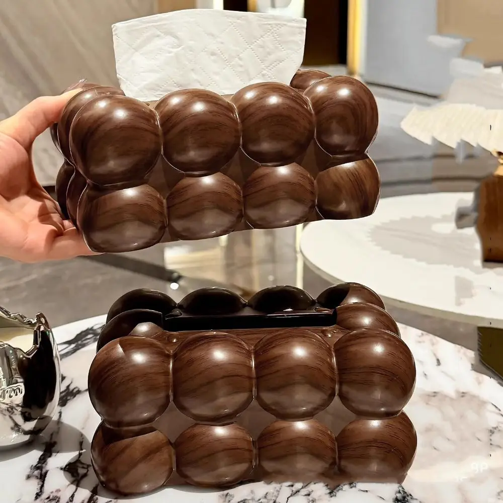 

Non Slip Facial Tissue Holder Wide Opening Decorative Napkin Container Wood-grain Cloud Design Large Capacity Desktop Tissue Box
