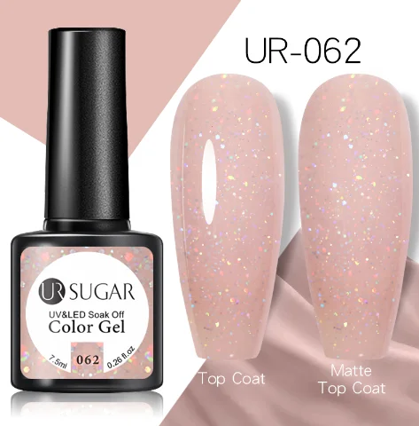 UR SUGAR 7.5ml Rose Glitter Solid Color Gel Nail Polish Jelly Nude Pink Semi Permanent DIY Nail Art UV LED Soak Off Gel