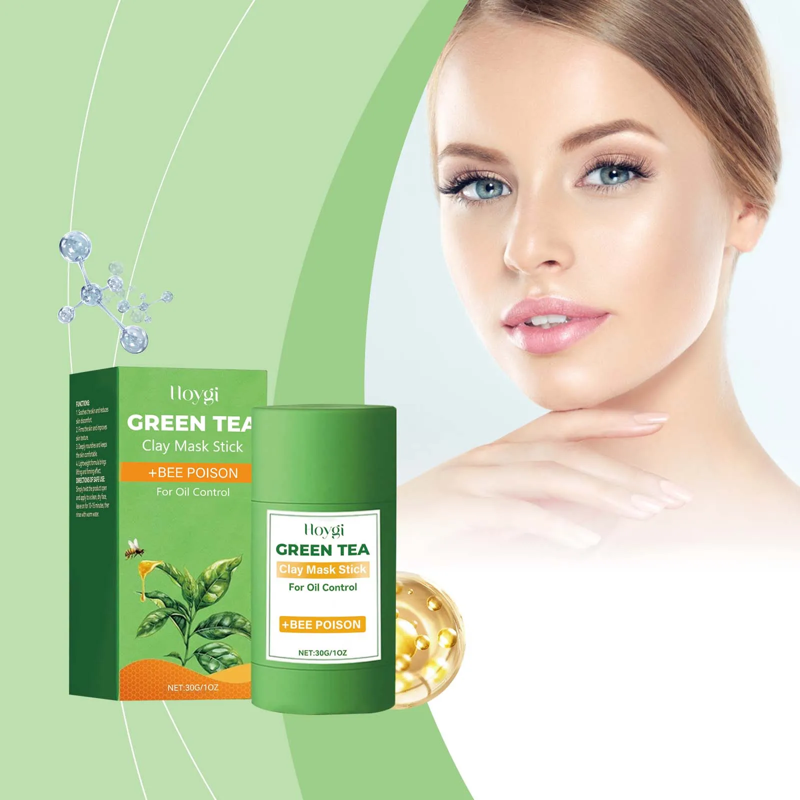 Mascarilla Limpiadora en Barra de Té Verde para Limpieza Facial, Ayuda con Puntos Negros y Acné, Nutre, Mascarilla Ligera y Cómoda