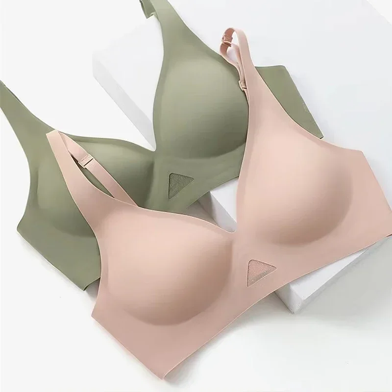 Women Sexy Seamless Bra Hollow Out Ladies Full Cup Adjustable Fashion Solid Underwear Female Soft Breathable Wireless Brassiere