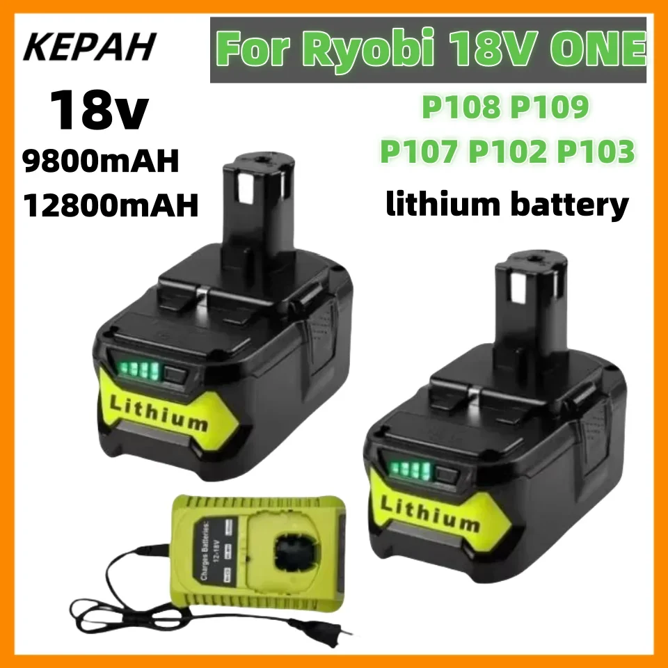 

9.8Ah 12.8AH For RYOBI P108 18V One+ Plus Battery 18 Volt Lithium-Ion Power Tools P104 P107 RB18L50 RB18L20 P108 ryobi lithium