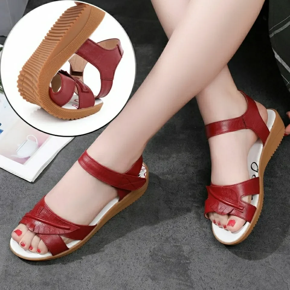 GKTINOO 2024 Summer Shoes Maternity Sandals Women Mother Shoes Flat Soft Genuine Leather Nurse Shoes Casual Women Sandals