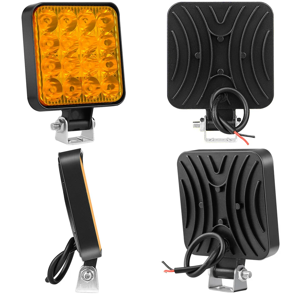 12V 24V 16 Led Waterproof Work Light Bar Square Spotlight 48W Work Light Headlight For SUV Truck Off Road Night Driving Light
