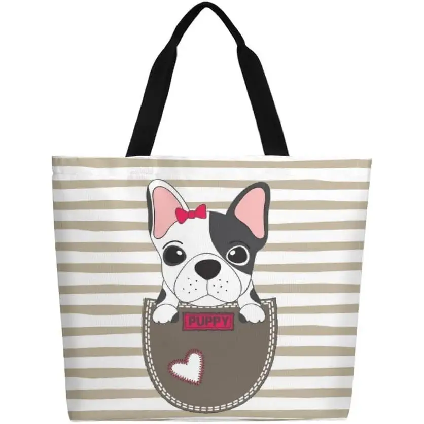 Bolso de mano de lona para mujer, bolso de hombro informal grande, bolso reutilizable para compras en la playa, bolsa de comestibles para exteriores